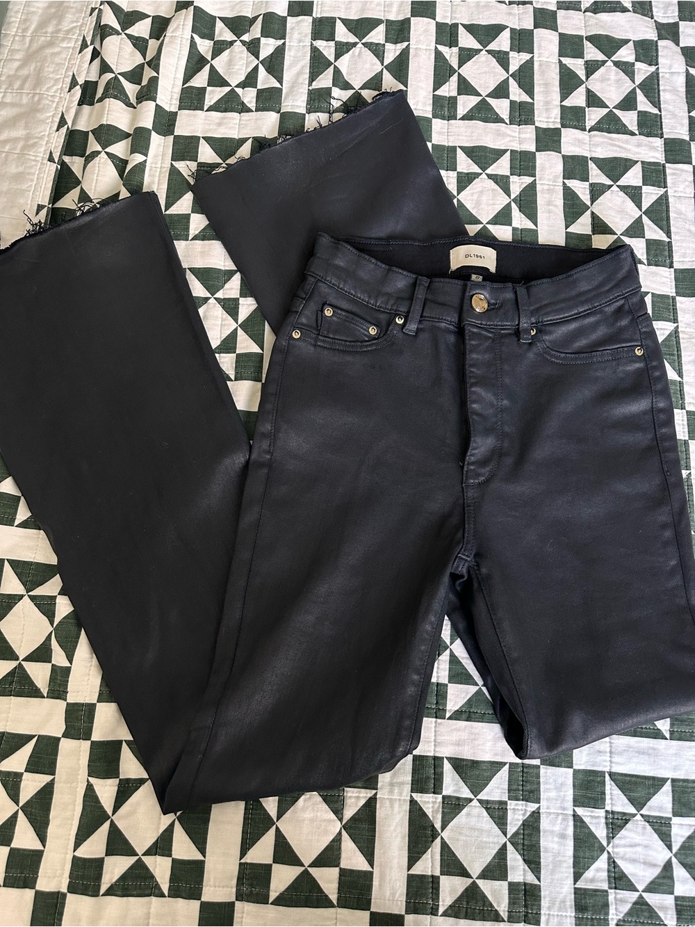 Women’s Black Coated Bootcut Jeans